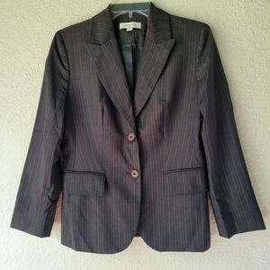 Ann Taylor Factory Dark Gray Women's 2 Button Streped Blazer Jacket Size 2